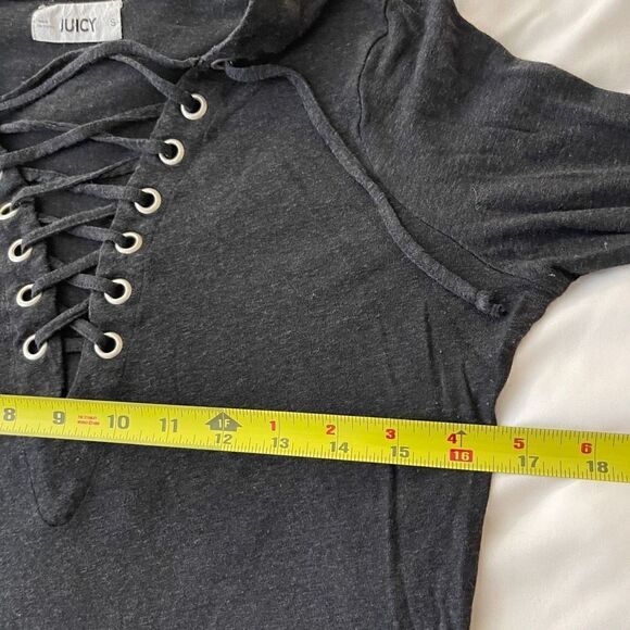 JUICY Women’s Small Black Front Tie Top Long Sleeve - Picture 8 of 8